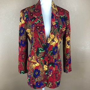 Vintage Laura and Jayne color flower blazer jacket
